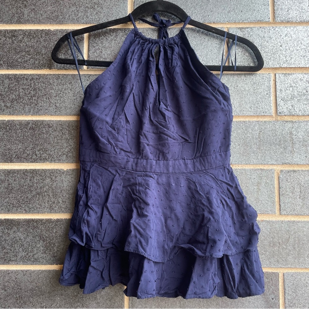 Parker Blue Asymmetrical Tiered Blouse